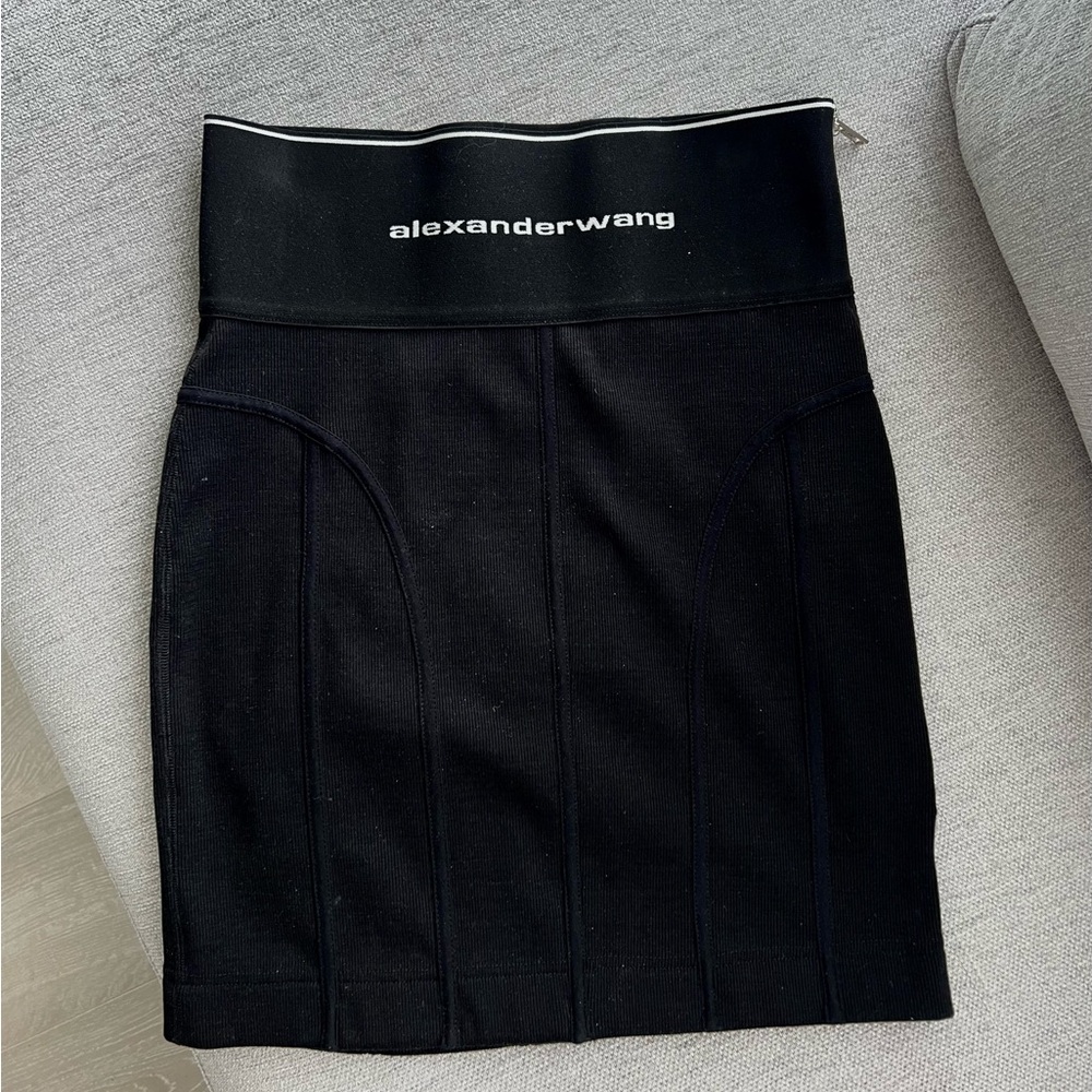Alexander Wang Black Ribbed Mini Pencil Skirt